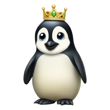 baby emperor penguin wearing royal crown sticker