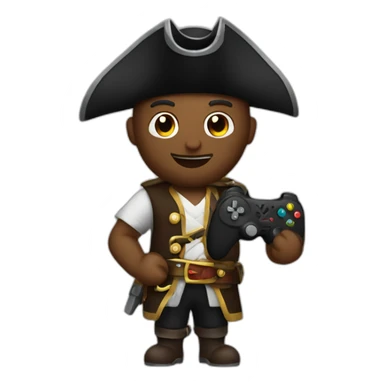A pirate with a video game controller sticker