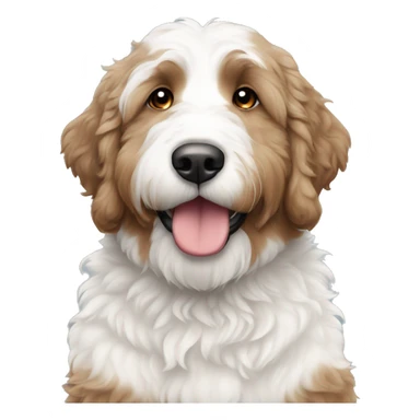 white bernedoodle with tan spots sitting  sticker