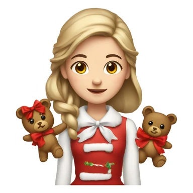 Girl christmas with bows and a bear  sticker