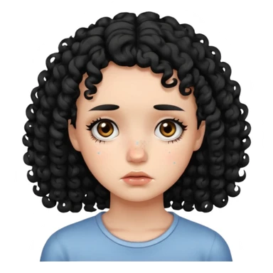 a girl with black curls sad and with acne in her face sticker
