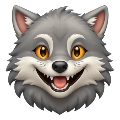a grey wolf laughing out loud sticker
