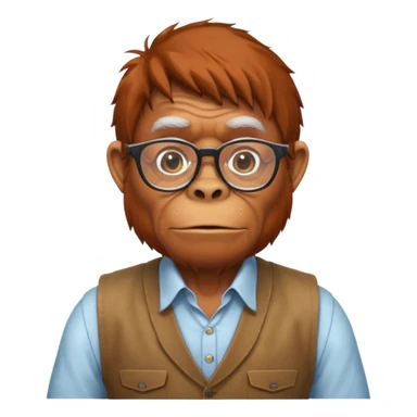 Orangutan secretary, old, glasses, vest sticker