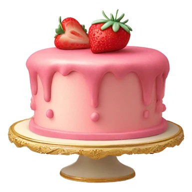 Vintage pink rococo single layer cake with single strawberry on the top sticker