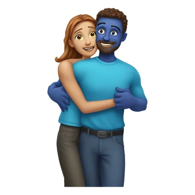 alien woman hugs white man sticker