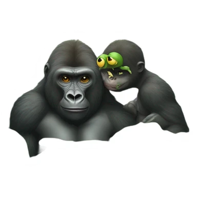 gorilla is in love with a frog sticker