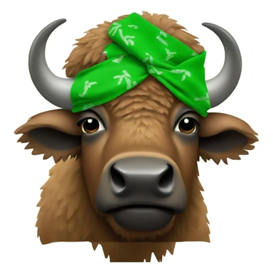 Bison wearing a green bandana sticker