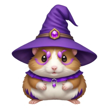 cute hamster wearing a small purple witch hat sticker