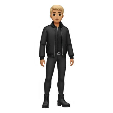 Full body standing male figure wearing black jacket, black pants, and black boots sticker