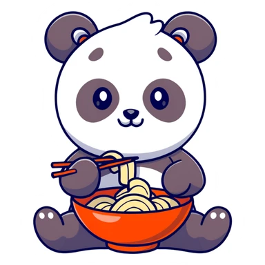 Panda eating chicken lomein  sticker