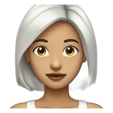 Mujer piel muy blanca,pelo negro y suelto,ojos negros,cara hermosa sticker