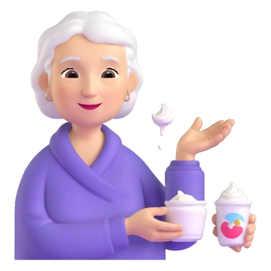 grandmother offering yogurt sticker
