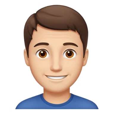 brown eyes, white, short, man brown hair haert sticker