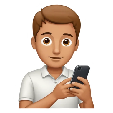 man holding his mobile phone and looking in it sticker