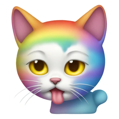 a cat who is vomiting rainbow sticker