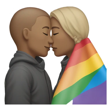 two people kissing with the LGBT flag, representing courage. sticker