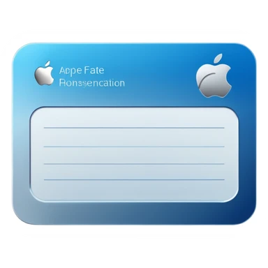 business identification card with rounded corners, blue-silver gradient background, placeholder lines for text, generic photo silhouette on left, soft gloss and subtle shadow, Apple emoji style, transparent background sticker