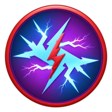 Red and blue lightening in a circle shape with effects like real lightening with purple effects  sticker