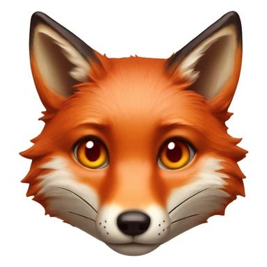 deep lush red fox face with tiny red heart instead of eyes sticker