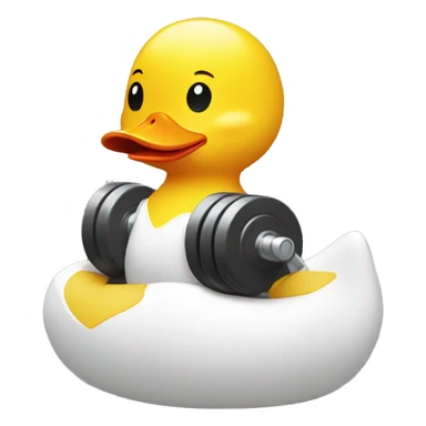 a sitting rubber duck, lifting weights, side view sticker
