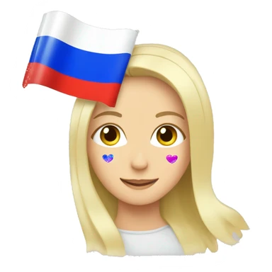 Russian flag covered in hearts and sparkles sticker