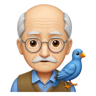 old man with bird sticker