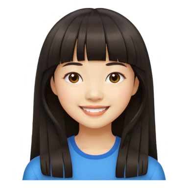 asian girl blunt fringe long hair sticker