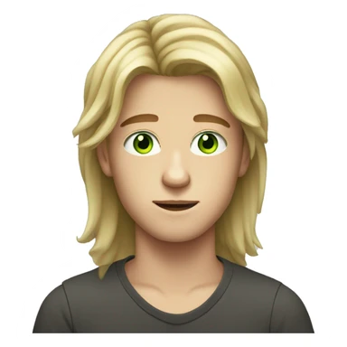 Teen age boy with long hair and gree eyes sticker