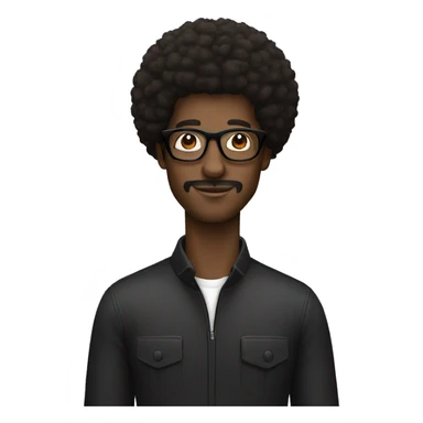black man with afro and black glasses sticker