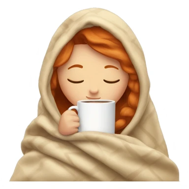 girl with Ginger hair inside a blanket sipping coffee eyes closed sticker