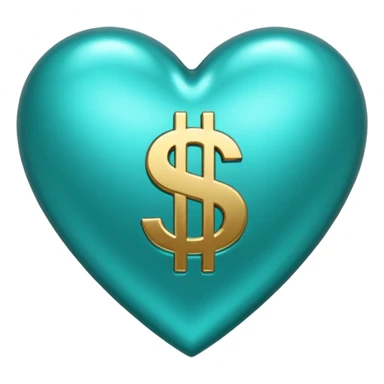 Teal heart with dollar signs sticker
