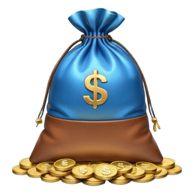 money bag on top of blue coins stack sticker
