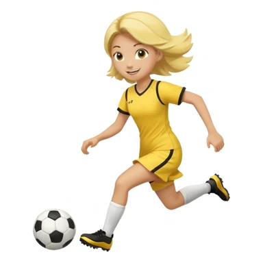 kids play soocer in yellow dress sticker