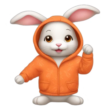 Cute rabbit dressed in carrot pajamas sticker