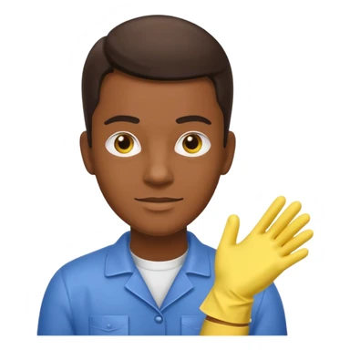Custodian with yellow rubber gloves sticker