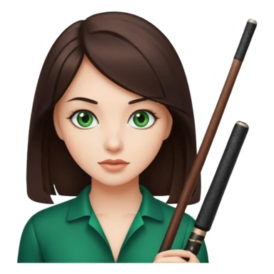 Beautiful brunette with pool cue sticker