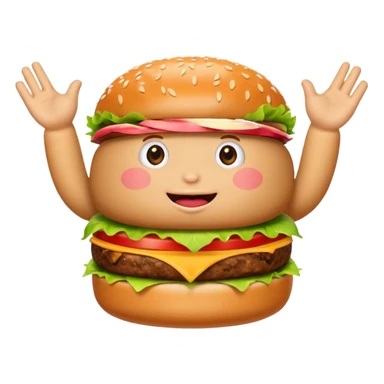 A living burger doing 67 gestures sticker