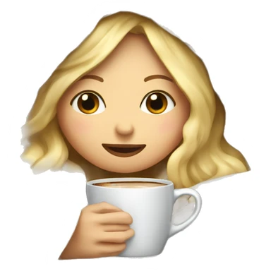 girl inside a blanket sipping coffee eyes closed blonde sticker