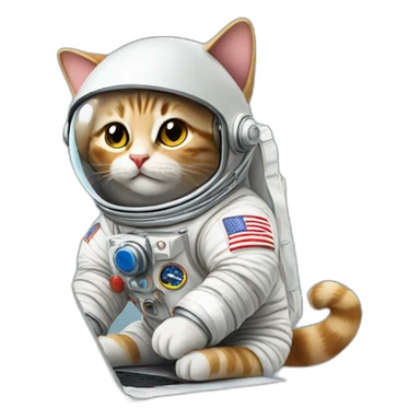 cat astronaut with mac book sticker