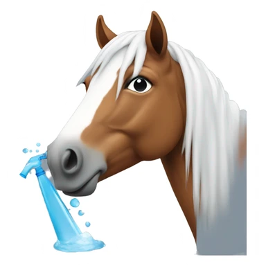 A horse looking sad holding an water gun sticker