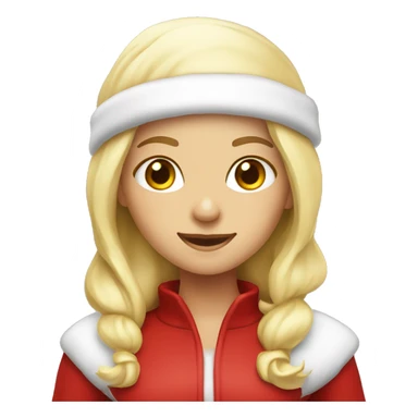 White blond girl as santa claus With hat  sticker