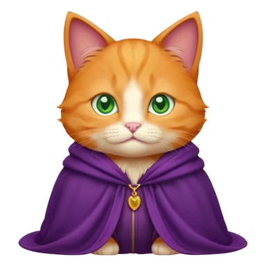 baby orange cat green eyes, in purple cloak sticker
