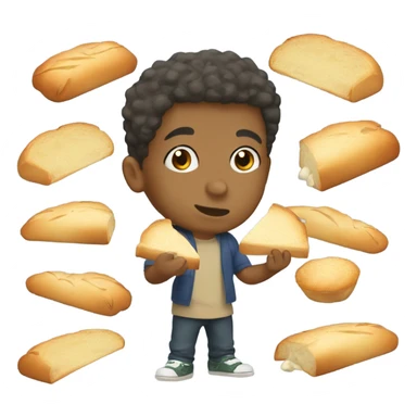 mixed race boy eating garlic bread  sticker