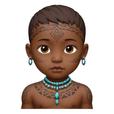 tatooed baby on neck and face, tribal ancient sticker