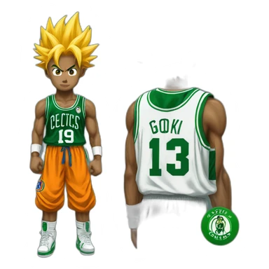 Goku super sayain with Celtics jersey sticker