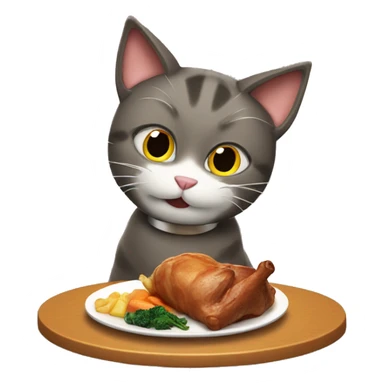 cat eating a roast dinner sticker