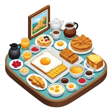 Hotel mega breakfast buffet isometric  sticker