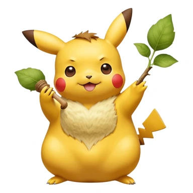 Cute happy Pikachu sipping from gourd Yerba mate from Argentina in hanD sticker