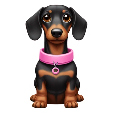 Sausage dog with a pink collar sticker