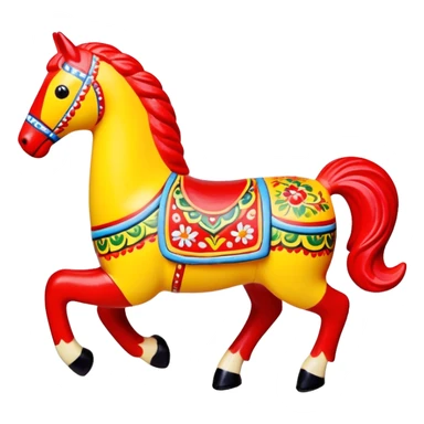 Dymkovo toy horse, traditional Russian colorful clay figurine with patterns, bright colors, folk art style sticker